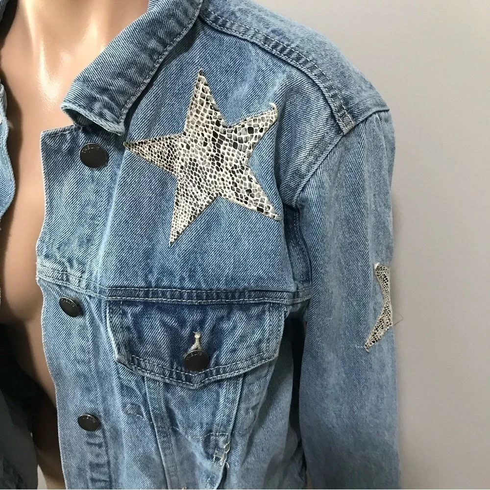 Twelve by onTwelfth Snakeskin Star Denim Jean Jacket Small